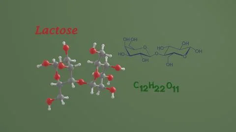 Lactose sugar science molecule 3D render illustration Stock Illustration