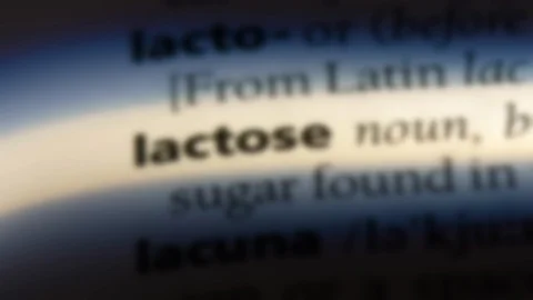 Lactose word in a dictionary. Stock Footage 99562021