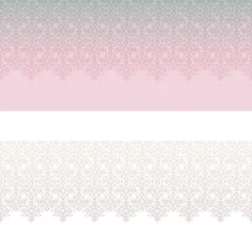 Lacy line seamless pattern set. Abstract floral ornament. Fabric border Stock Illustration