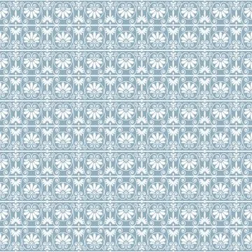 Lacy ornamental seamless pattern background in white and blue gray colors Stock Illustration