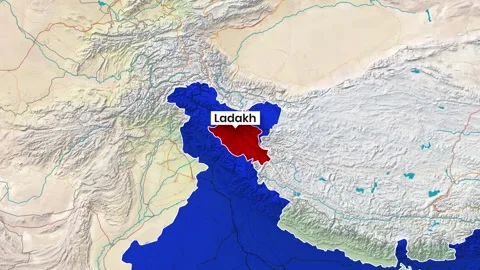Ladakh highlighted on a world map showing geopolitical boundaries animation 動画素材 342709935