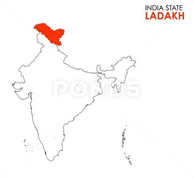 Ladakh map of Indian state. Ladakh map vector illustration. Ladakh ...