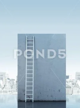 Ladder against a narrow wall Stock Illustration