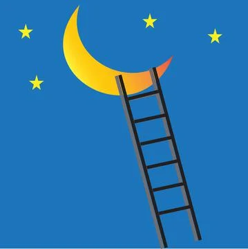 Ladder and moon Stock Illustration
