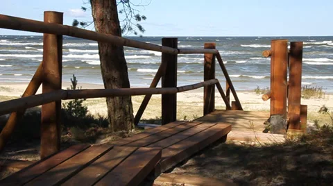 Ladder to the beach. Stock Footage 34864986