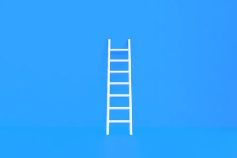 Ladder on a blue wall background Stock Illustration
