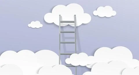 Ladder with cloud cutouts on sky background 스톡 일러스트