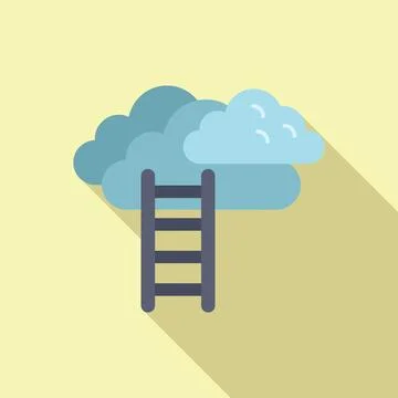 Ladder to cloud icon flat vector. Success goal 스톡 일러스트