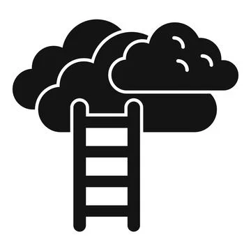 Ladder to cloud icon simple vector. Success goal Stock Illustration