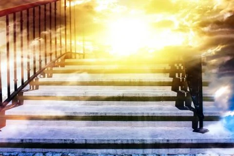 Ladder in clouds Stock Photos