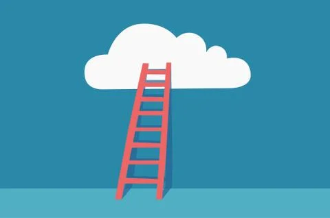 Ladder to clouds. Vector with minimalistic design Stock Illustration
