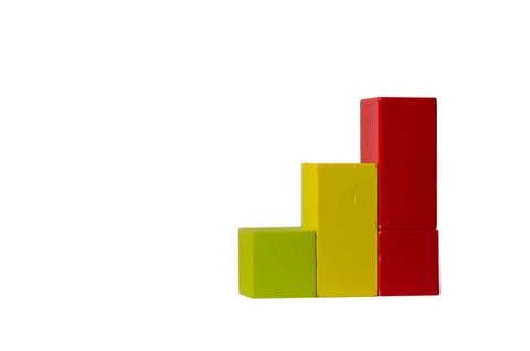 Ladder of colored cubes on a white background Stock Photos