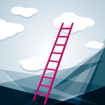Ladder connected to the cloud,Abstract background design. Stock Illustration