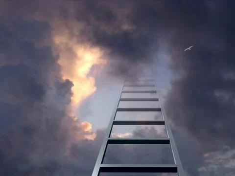Ladder into dramatic sky Stock Illustration