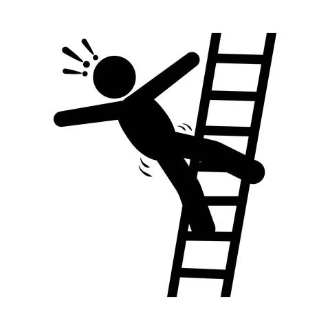 Ladder fall hazard Stock Illustration