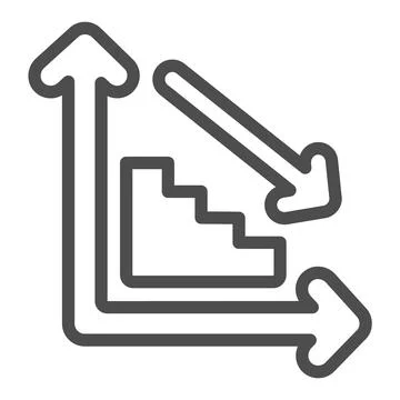 Ladder graph with steps going down and arrow line icon, diagram concept, decay Stock Illustration