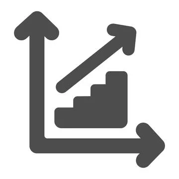 Ladder growth chart with steps going up and arrow solid icon, diagram concept Stock Illustration