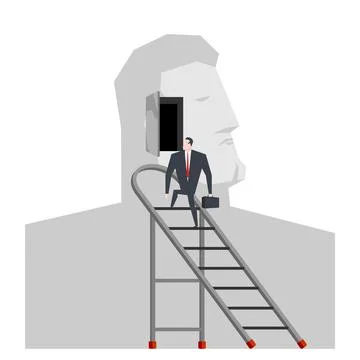 Ladder to head. Self-knowledge concept. Open in my head Stock Illustration