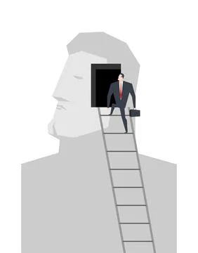 Ladder to head. Self-knowledge concept. Open in my head Stock Illustration