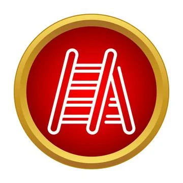 Ladder icon on red button achieving progress 스톡 일러스트