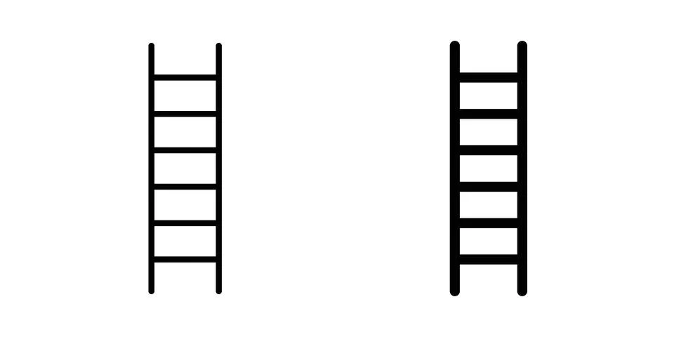 Ladder icon solid, line, and editable vector set. Stock Illustration