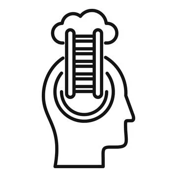Ladder leading to cloud inside human head representing personal development Stock Illustration