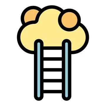 Ladder leading to a cloud representing cloud computing services 스톡 일러스트