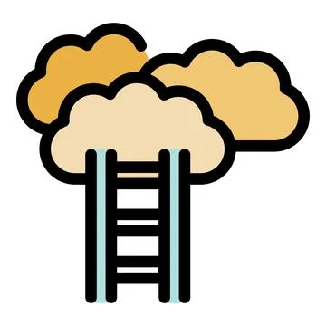 Ladder leading to fluffy clouds symbolizing achieving dreams and aspirations Stock Illustration