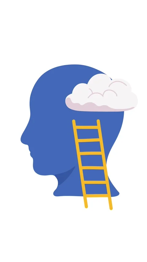 Ladder leads through clouds directly to the human brain 動画素材 336159897