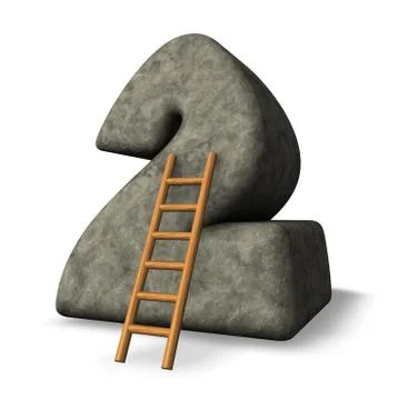 Ladder leans on number two - 3D illustration Stock Illustration