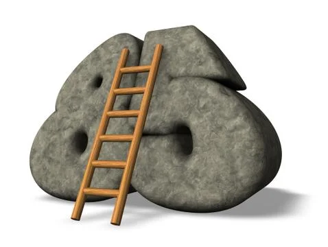 Ladder leans on stone number eighty five - 3d illustration Stock Illustration
