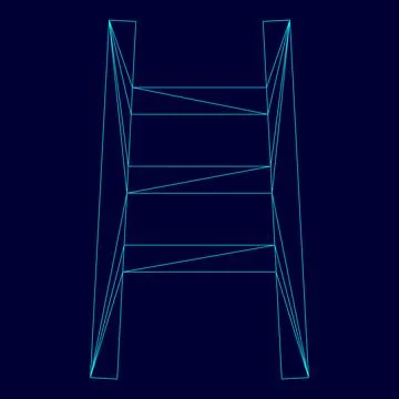 Ladder low poly triangulation triangulated polygonal electric cyan blue vib.. Ilustração Stock
