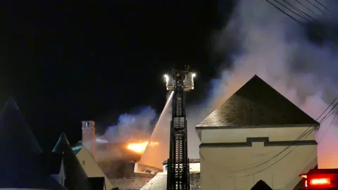 Ladder in the middle of fire Stock Footage 139657538