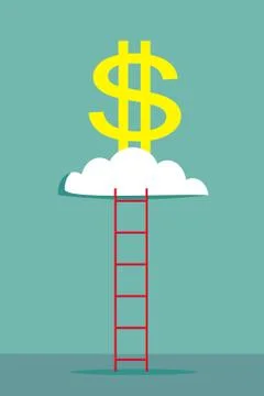 Ladder to a money cloud. Stock Illustration