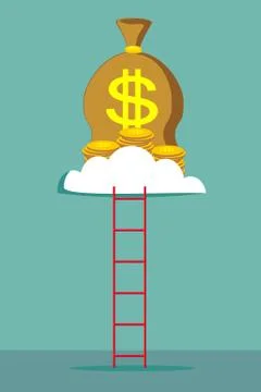 Ladder to a money cloud. Stock Illustration