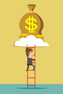 Ladder to a money cloud. Stock Illustration