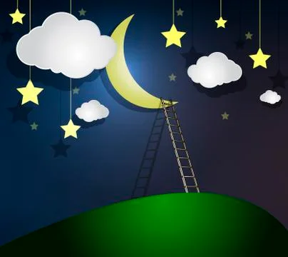 Ladder to the Moon Stock Illustration