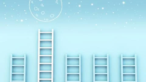 Ladder to moon Stock Illustration