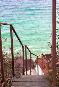 Ladder with ocean on the background Stock Photos