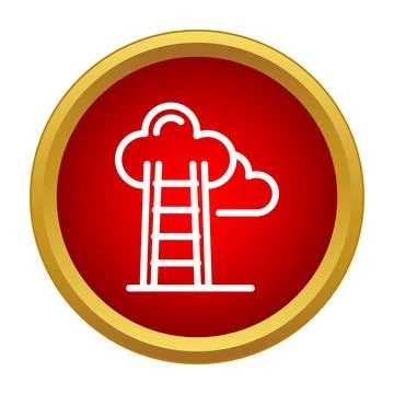 Ladder reaching up to a cloud icon representing aspiration Stock Illustration