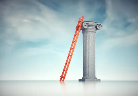 Ladder on Roman column. Stock Illustration