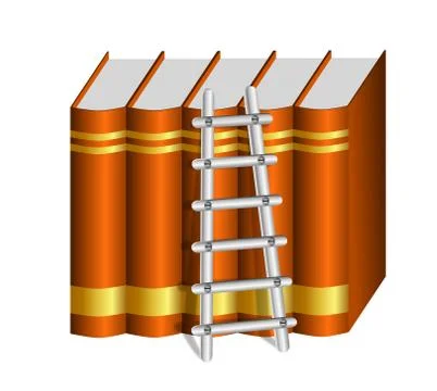 Ladder with a row of hard bound brown books Stock Illustration