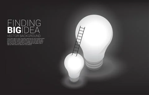 Ladder from small light bulb to the big one. Business concept for finding big Illustrazione stock