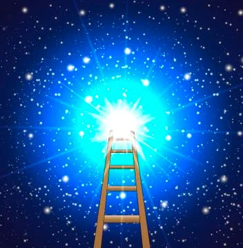 Ladder to a star in space Stock Illustration