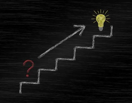 Ladder of success. The path from problem to idea. Vector illustration drawn w Stock Illustration