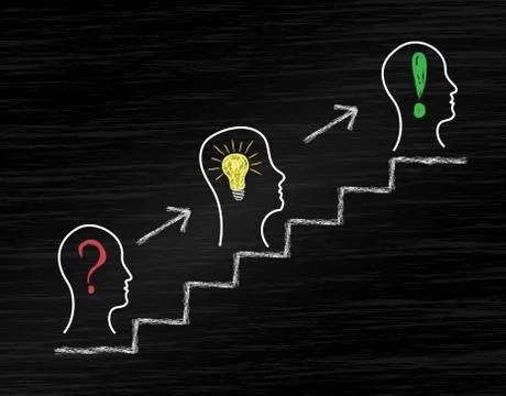 Ladder of success. The path from problem to idea. Vector illustration drawn w 스톡 일러스트