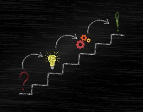 Ladder of success. The path from problem to idea. Vector illustration drawn w Stock Illustration