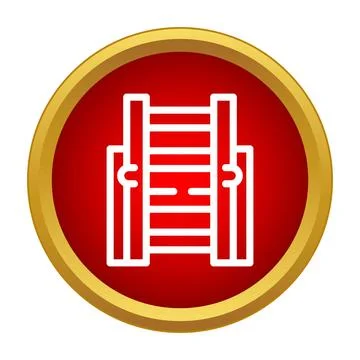 Ladder tool safety icon in red circle Stock Illustration