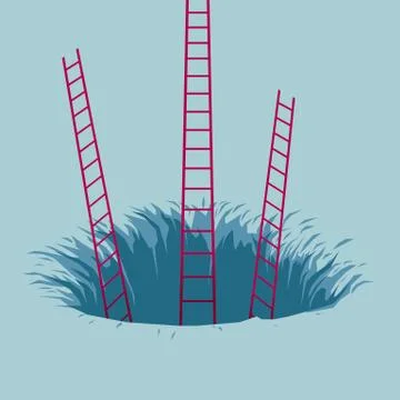 The ladder is in the trap. Isolated on blue background. Stock Illustration