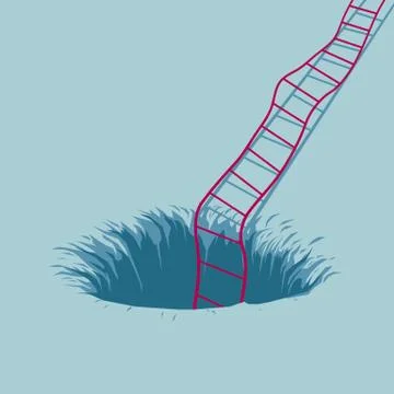 The ladder is in the trap. Isolated on blue background. Stock Illustration